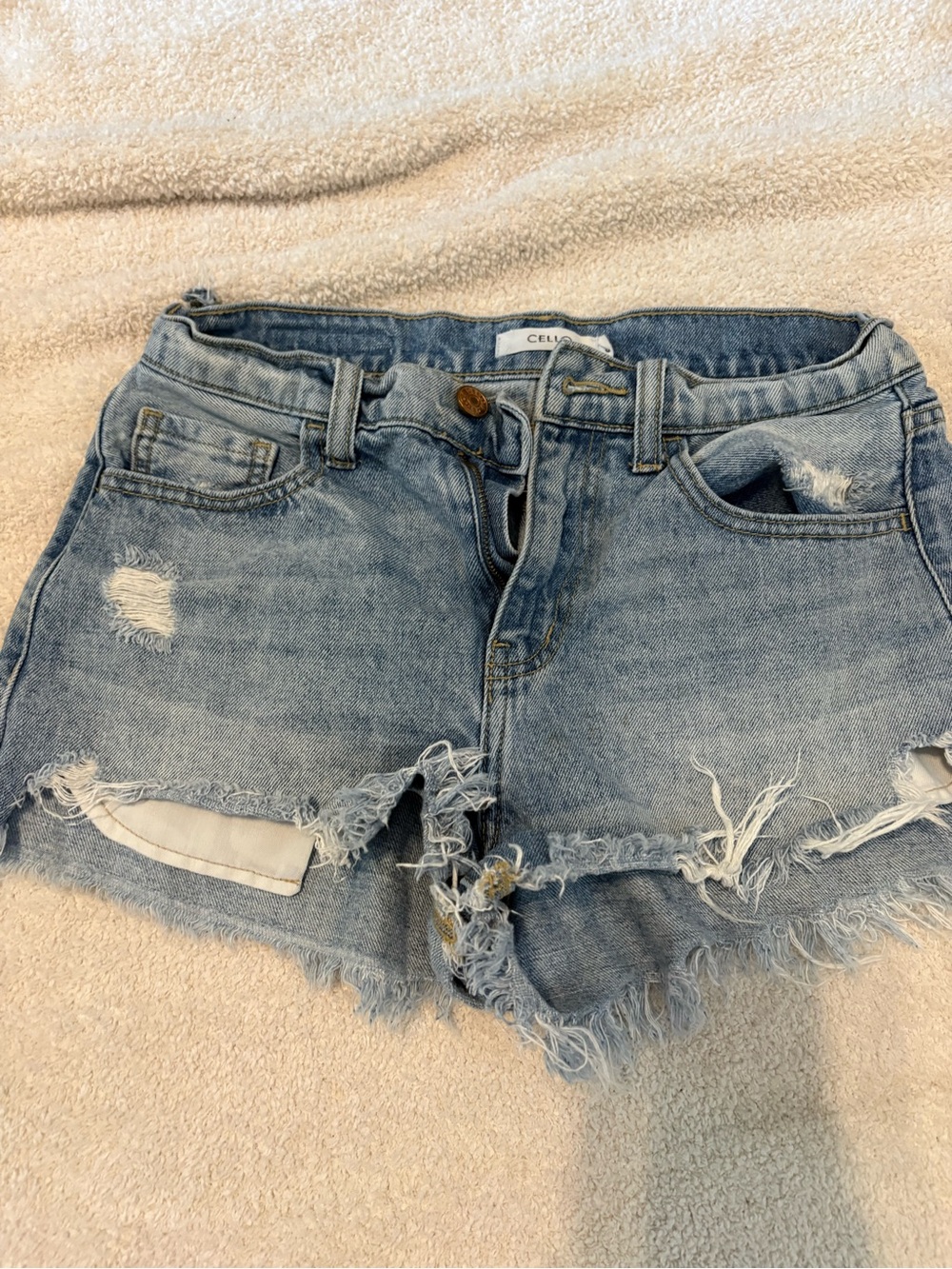 Light Blue Distressed Denim Shorts for Women
